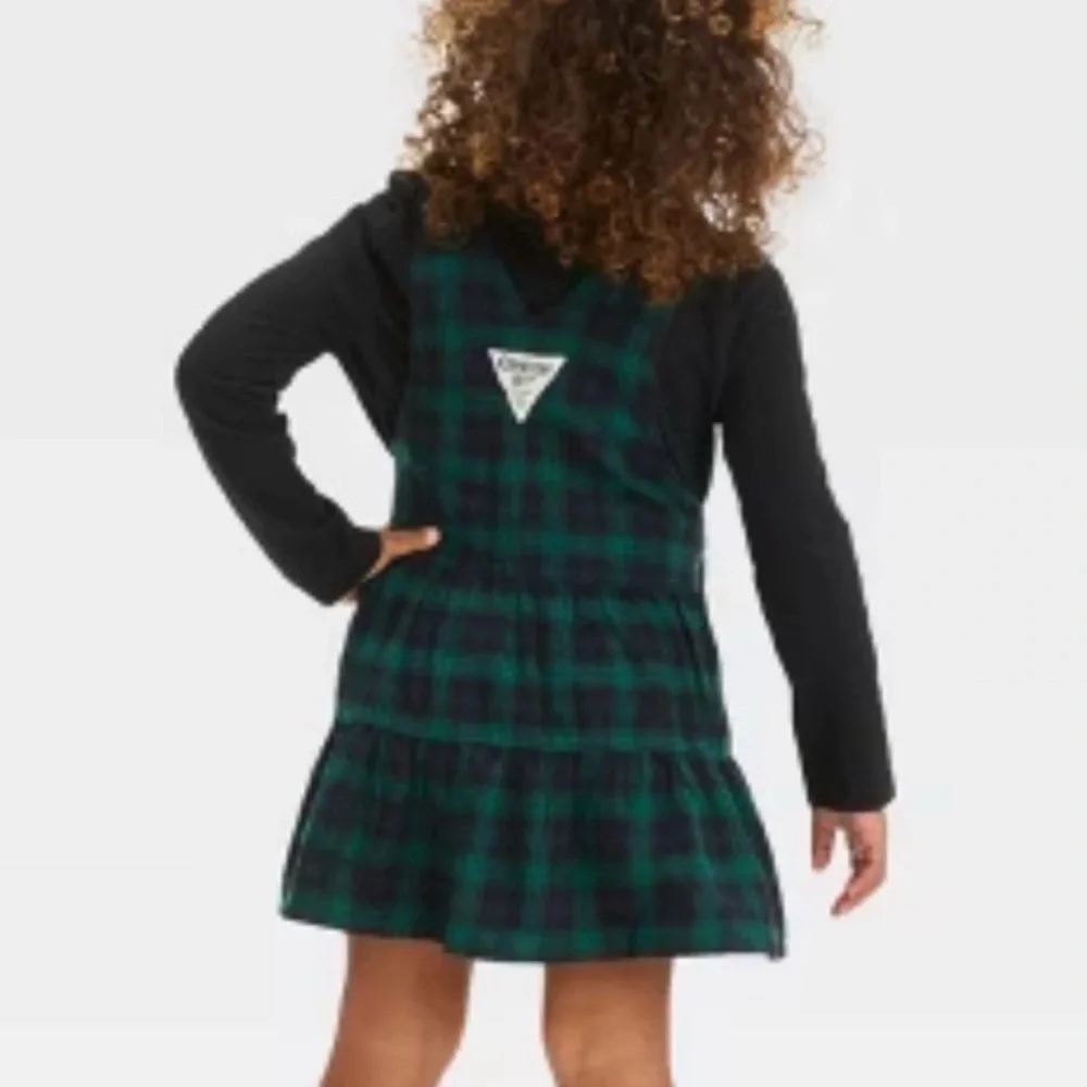 NWT OshKosh B’Gosh Girls Flannel Plaid Overall Dress SIZE 3T